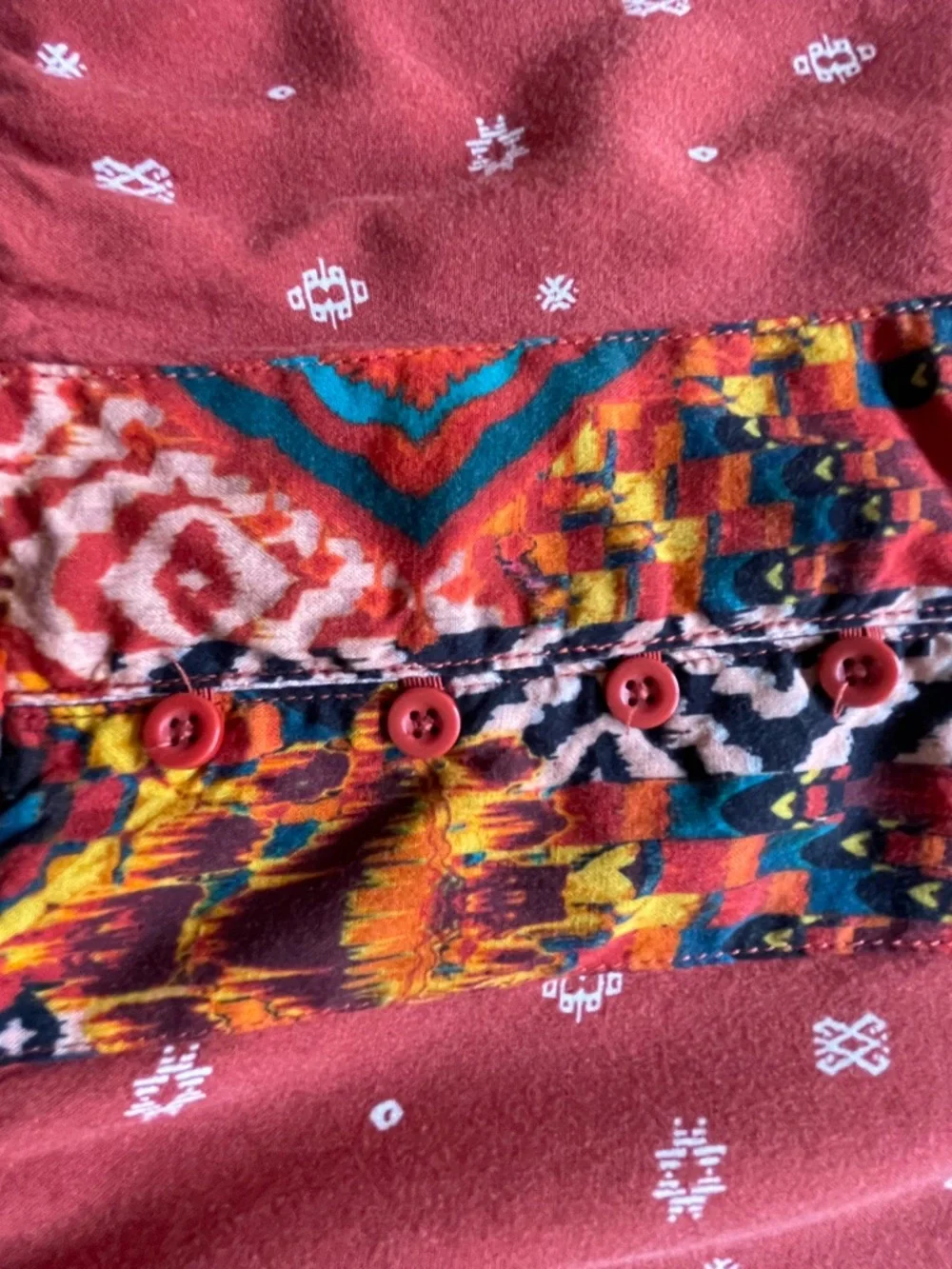 torrid Challis Border Skater Dress Red Abstract Trim V-Neck Mini Dress Size 4X - Picture 6 of 13